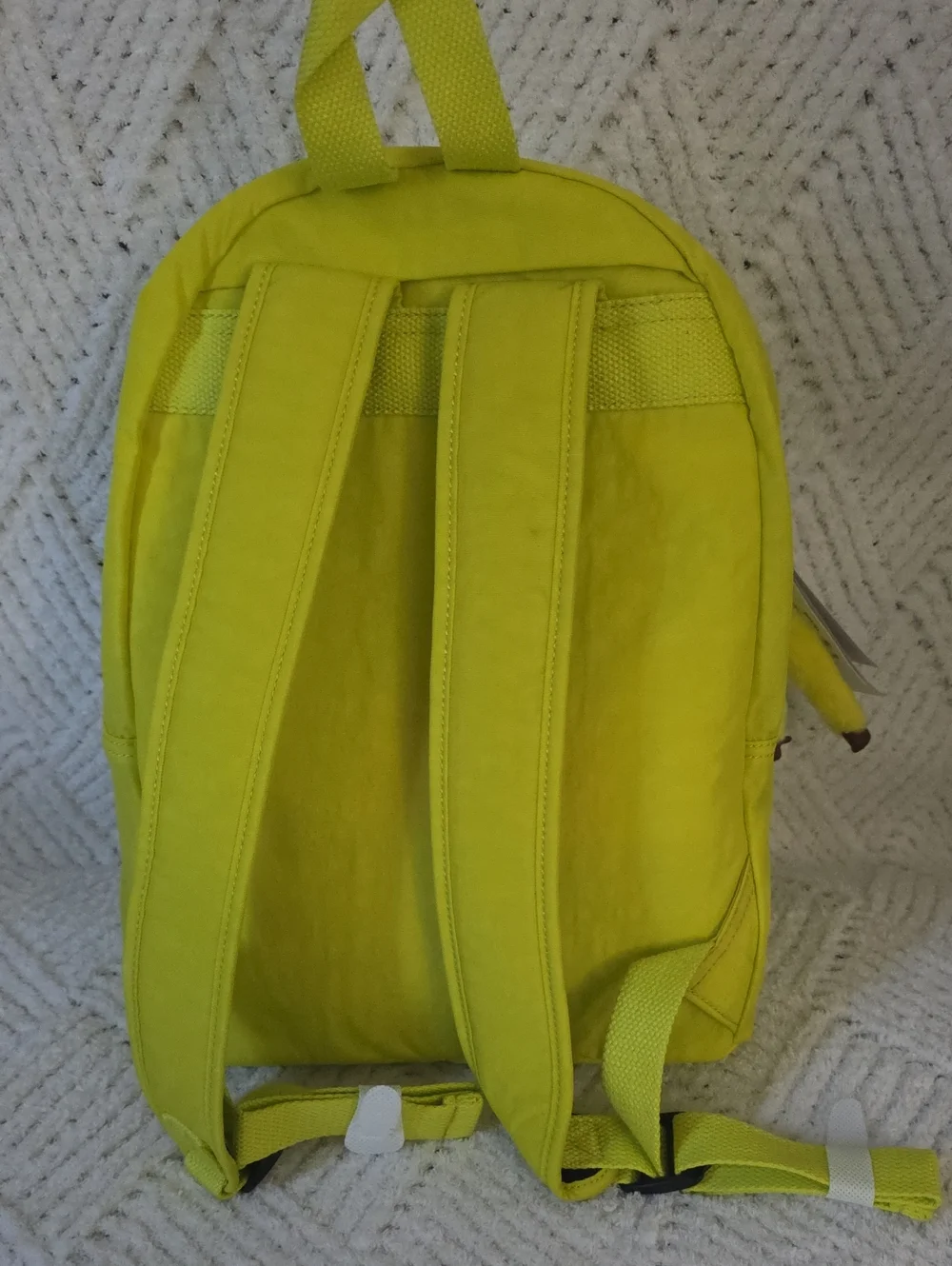 Kipling Neon Yellow Kids Backpack with Plush Monkey Charm